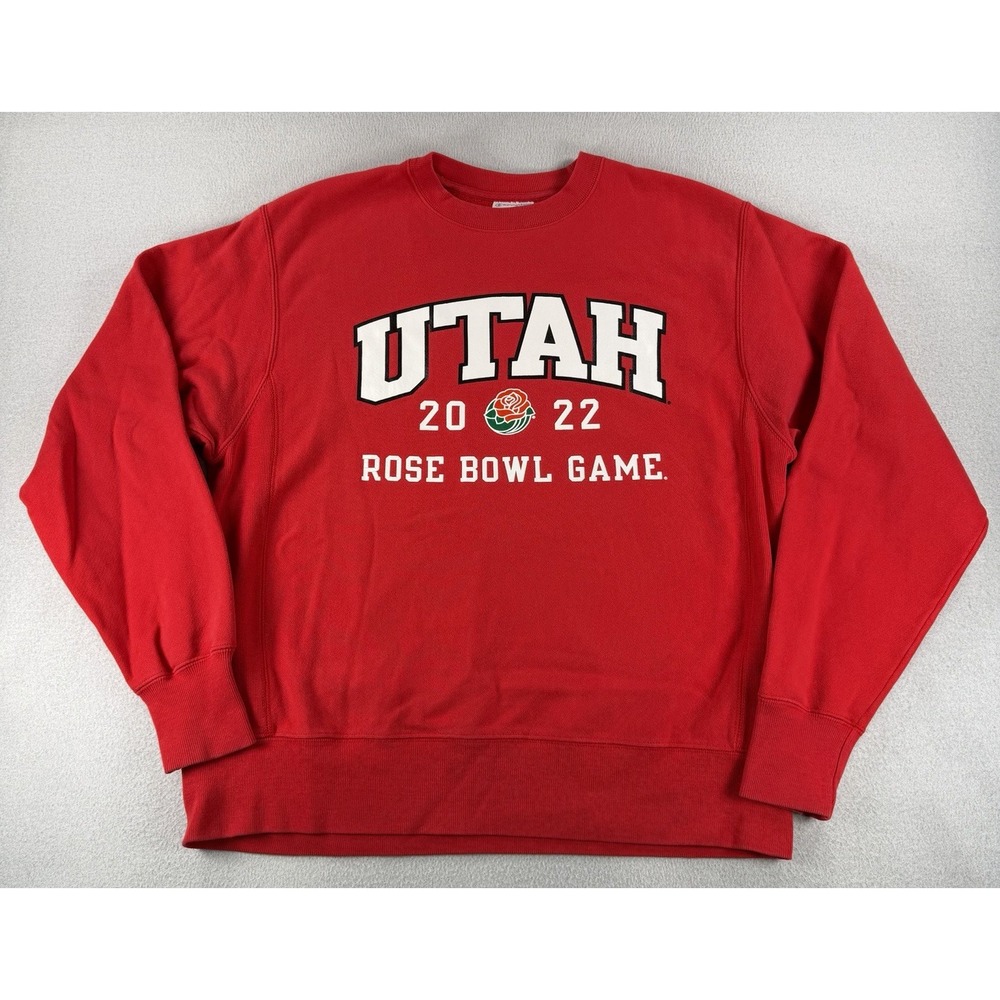 Champion Reverse Weave Utah Utes 2022 Rose Bowl Game Red Crewneck Sweatshirt Med